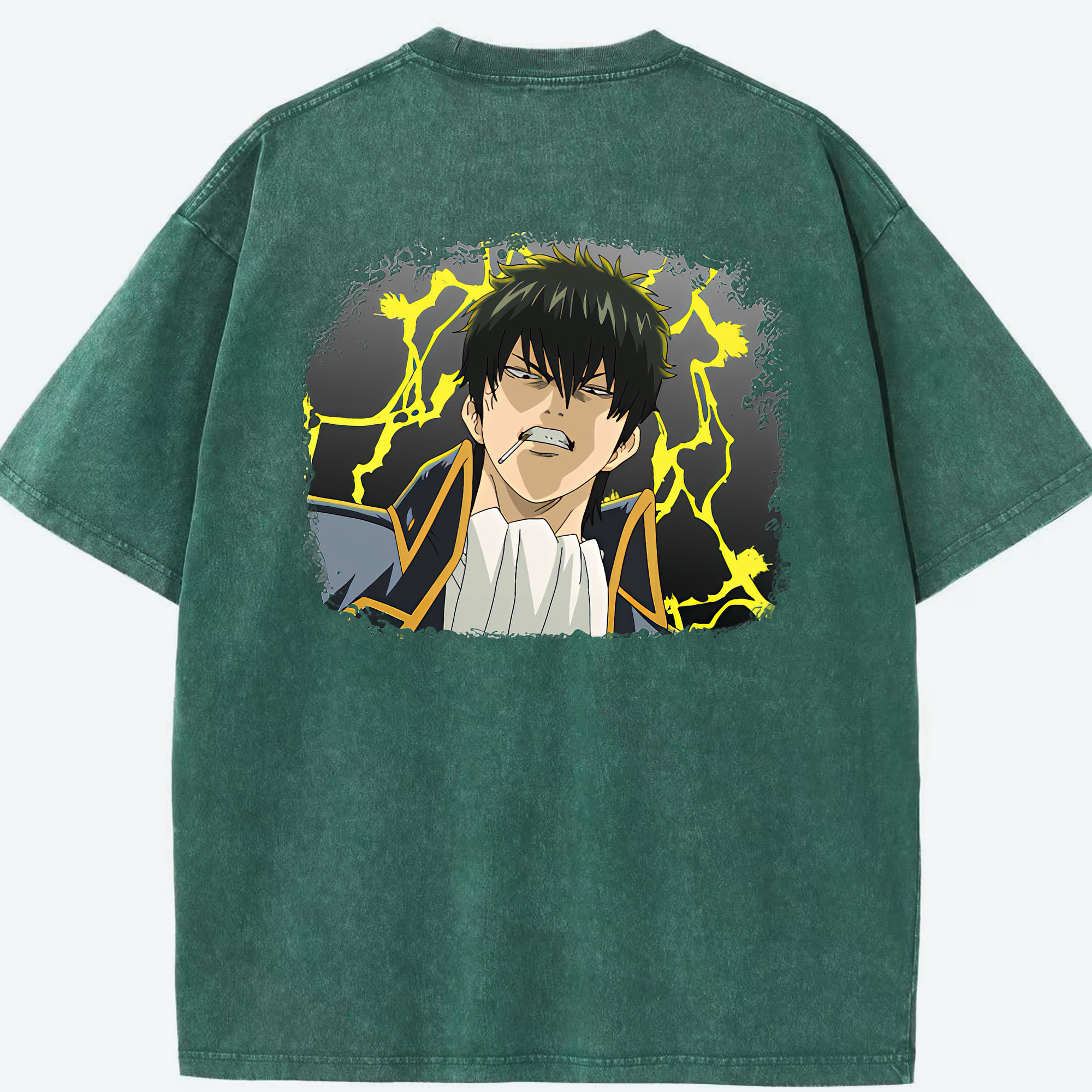 （画像用） ぎんたま 坂田銀時（さかたぎんとき） 神楽 志村新八（しむら しんぱち） GINTAMA Sakata Gintoki Kagura Shimura Shinpachi 綿100% ヴィンテージ風 半袖Tシャツ（背面プリント）